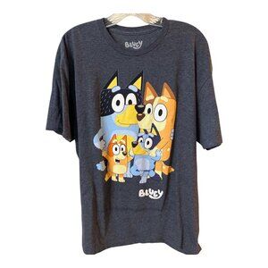 Bluey Family Graphic T-Shirt Adult XL Gray Short Sleeve Cartoon Tee